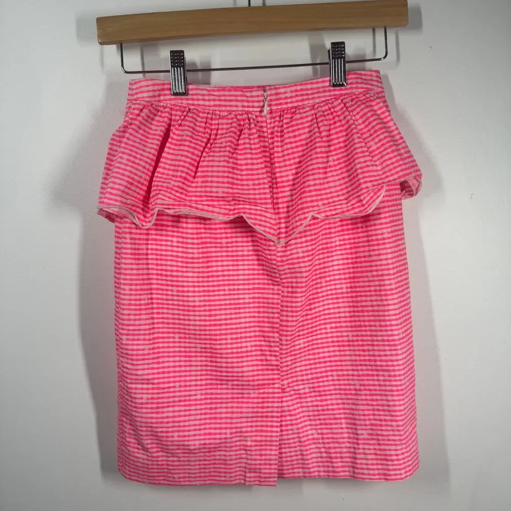 Lilly Pulitzer Thyme Skirt Women 00 Fiesta Pink Pretty Gingham‎ 48545 Preppy